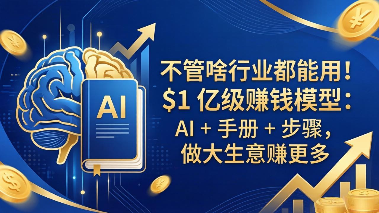 不管啥行业都能用！$1 亿级赚钱模型：AI + 手册 + 步骤，做大生意赚更多-鱼见海资源网-免费PHP网站源码模板,插件软件网创AI智能体资源分享平台！