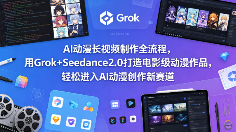 AI动漫长视频制作全流程，用Grok+Seedance2.0打造电影级动漫作品，轻松进入AI动漫创作新赛道-云动网创-专注网络创业项目推广与实战，致力于打造一个高质量的网络创业搞钱圈子。