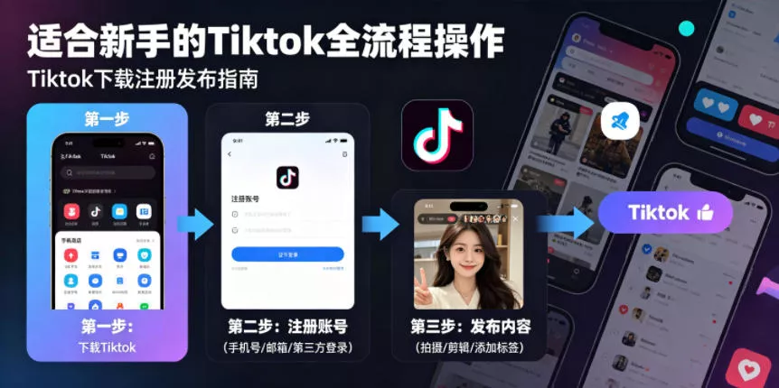 Tiktok下载注册发布，适合新手的Tiktok全流程操作-鱼见海资源网-免费PHP网站源码模板,插件软件网创AI智能体资源分享平台！