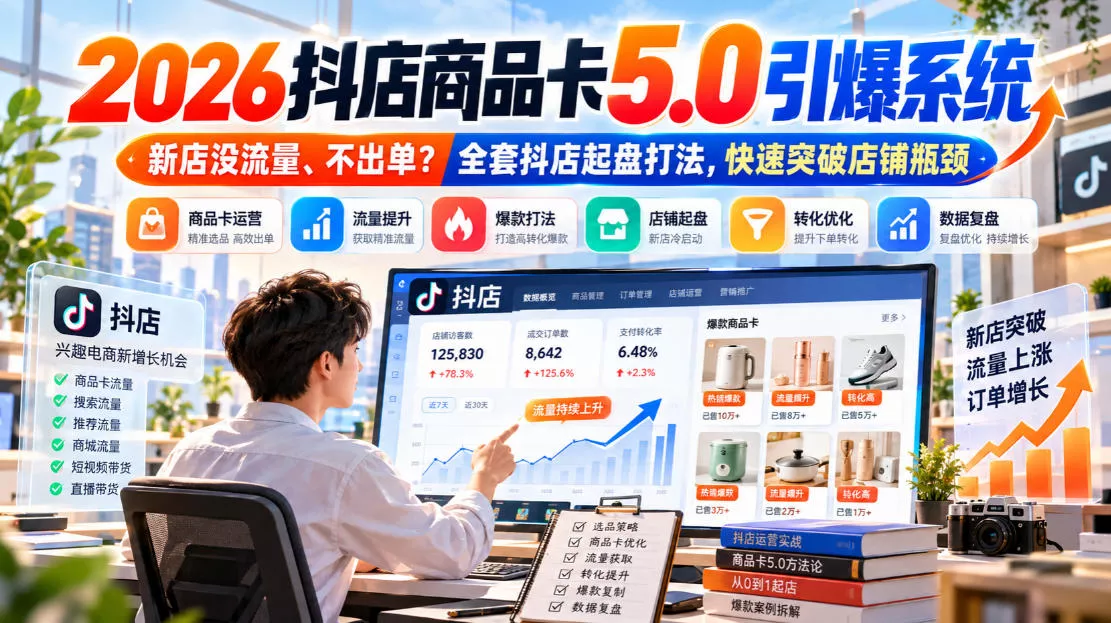 2026抖店商品卡5.0引爆店铺流量，新店没流量、不出单？全套抖店起盘打法，快速突破店铺瓶颈客创社区-专注互联网轻资产资源整合与分享客创社区-专注互联网轻资产资源整合与分享