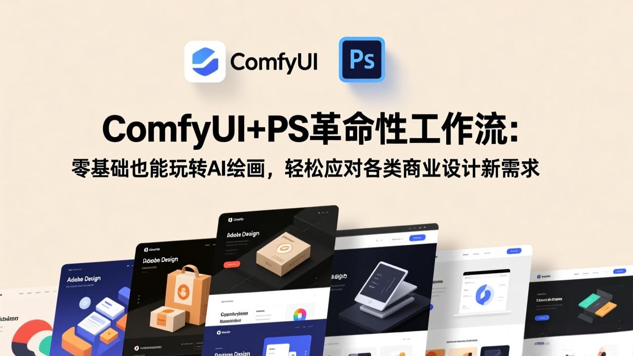 ComfyUI+PS革命性工作流：零基础也能玩转AI绘画，轻松应对各类商业设计新需求-鱼见海资源网-免费PHP网站源码模板,插件软件网创AI智能体资源分享平台！