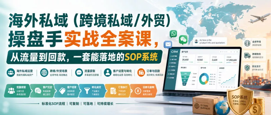 海外私域(跨境私域/外贸)操盘手实战全案课，从流量到回款，一套能落地的SOP系统星享资源网星享资源网
