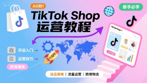 TikTok Shop从0到1运营教程，TikTok跨境电商新手必学课程-客创社 - 专注互联网轻资产创业及网络项目资源整合与分享客创社-免费且强大的项目分享网站！