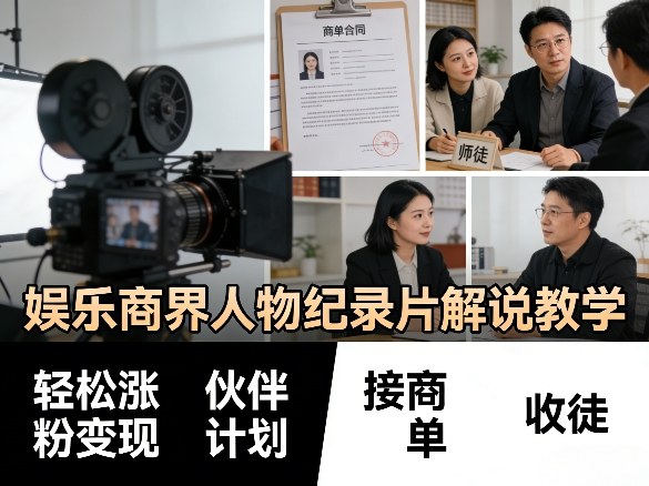 娱乐商界人物纪录片解说教学，轻松涨粉变现，伙伴计划，接商单，收徒等客创社区-专注互联网轻资产资源整合与分享客创社区-专注互联网轻资产资源整合与分享