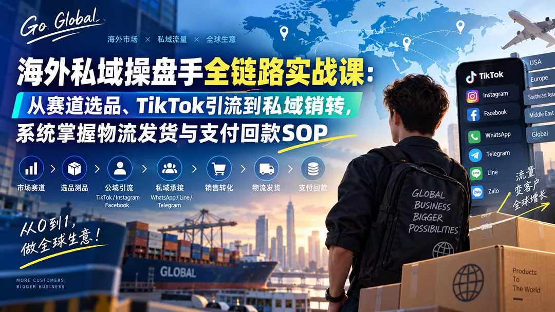 海外私域操盘手全链路实战课：从赛道选品、TikTok引流到私域销