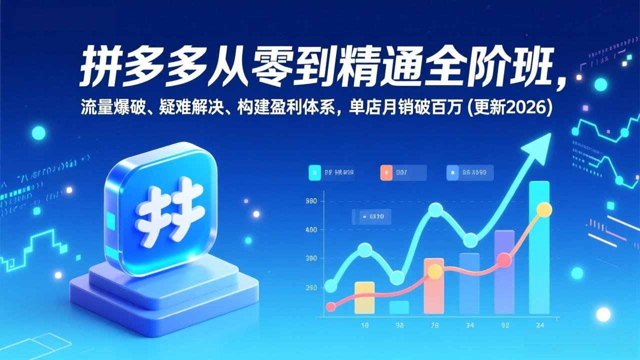 拼多多从零到精通全阶班，流量爆破、疑难解决，构建盈利体系，单店月销破百万(更新2026客创社区-专注互联网轻资产资源整合与分享客创社区-专注互联网轻资产资源整合与分享