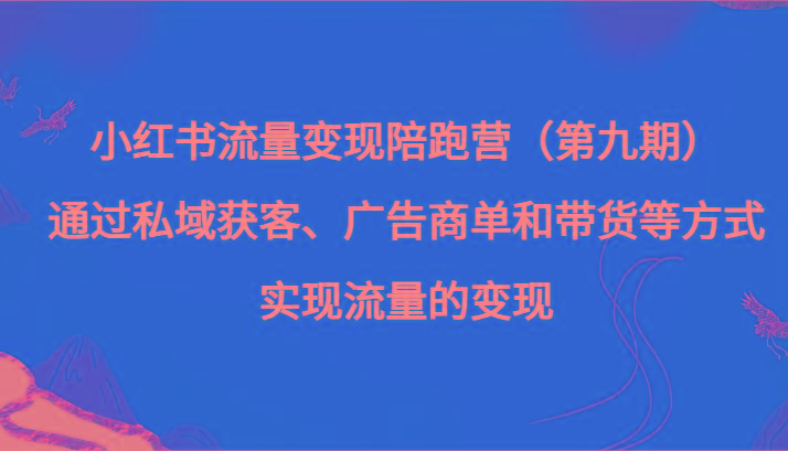 小红书流量变现陪跑营（第九期）通过私域获客、广告商单和带货等方式实现流量变现客创社 - 专注互联网轻资产创业及网络项目资源整合与分享客创社 - 专注互联网轻资产创业及网络项目资源整合与分享