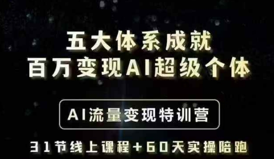 五大体系成就百万变现AI超级个体- AI流量变现特训营，一步一步教你一个人怎么年入百W客创社 - 专注互联网轻资产创业及网络项目资源整合与分享客创社 - 专注互联网轻资产创业及网络项目资源整合与分享