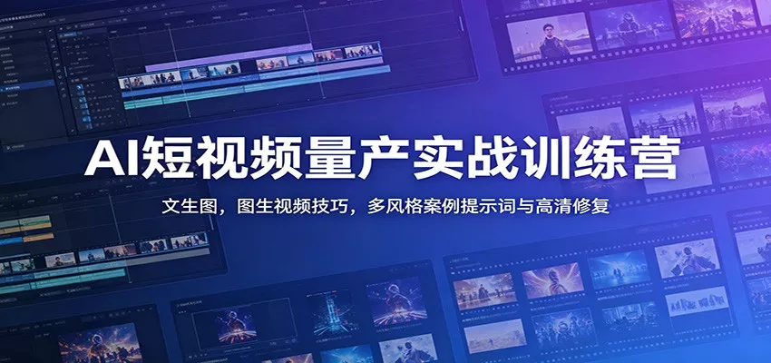 AI短视频量产实战训练营：文生图，图生视频技巧，多风格案例提示词与高清修复客创社区-专注互联网轻资产资源整合与分享客创社区-专注互联网轻资产资源整合与分享