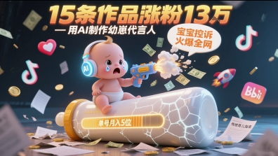 用AI制作幼崽代言人，宝宝的控诉火爆全网，15条作品涨粉13W，单号月入5位数实操教程-客创社 - 专注互联网轻资产创业及网络项目资源整合与分享客创社-免费且强大的项目分享网站！