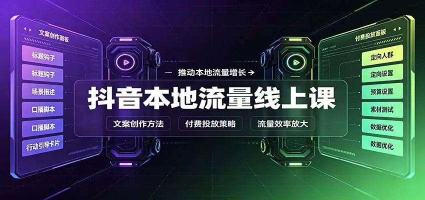 抖音本地流量线上课：账号搭建拍摄剪辑，文案创作与付费投放教学客创社区-专注互联网轻资产资源整合与分享客创社区-专注互联网轻资产资源整合与分享