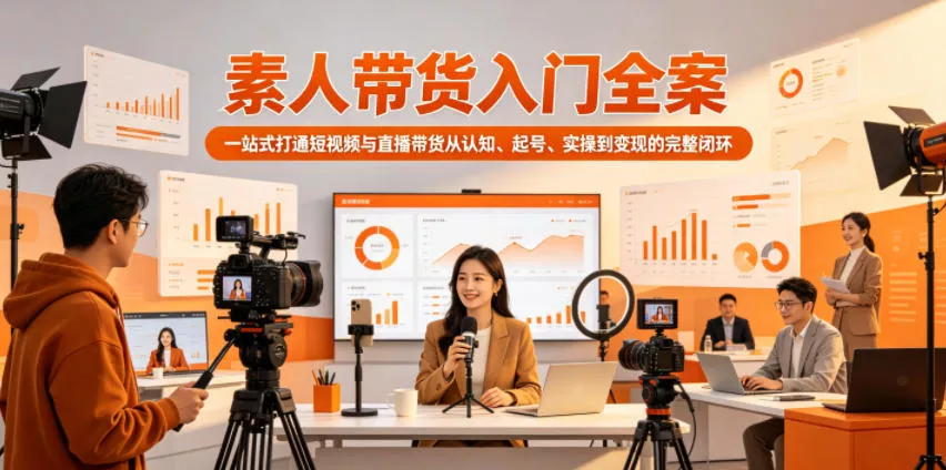 素人带货入门全案，一站式打通短视频与直播带货从认知、起号、实操到变现的完整闭环-鱼见海资源网-免费PHP网站源码模板,插件软件网创AI智能体资源分享平台！