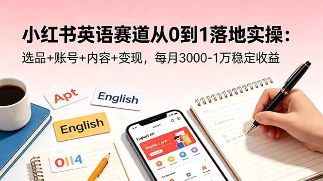 小红书英语赛道从0到1落地实操：选品+账号+内容+变现，每月3000-1万稳定收益 《鱼见海科技》-鱼见海资源网-免费PHP网站源码模板,插件软件网创AI智能体资源分享平台！