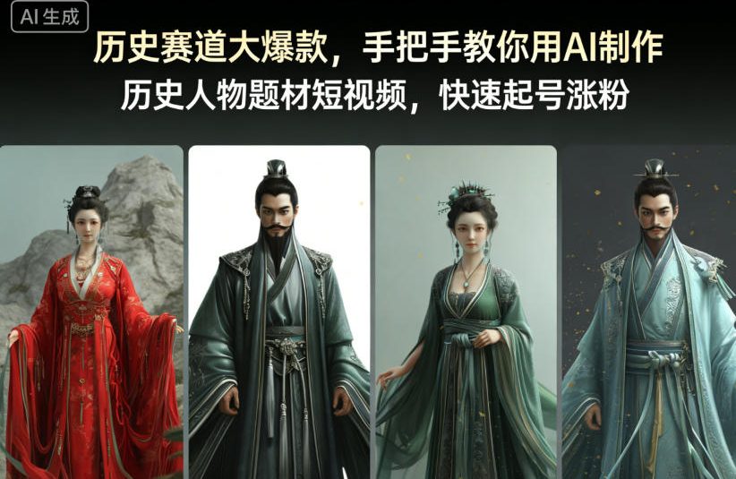 历史赛道大爆款，手把手教你用AI制作历史人物题材短视频，快速起号涨粉客创社区-专注互联网轻资产资源整合与分享客创社区-专注互联网轻资产资源整合与分享