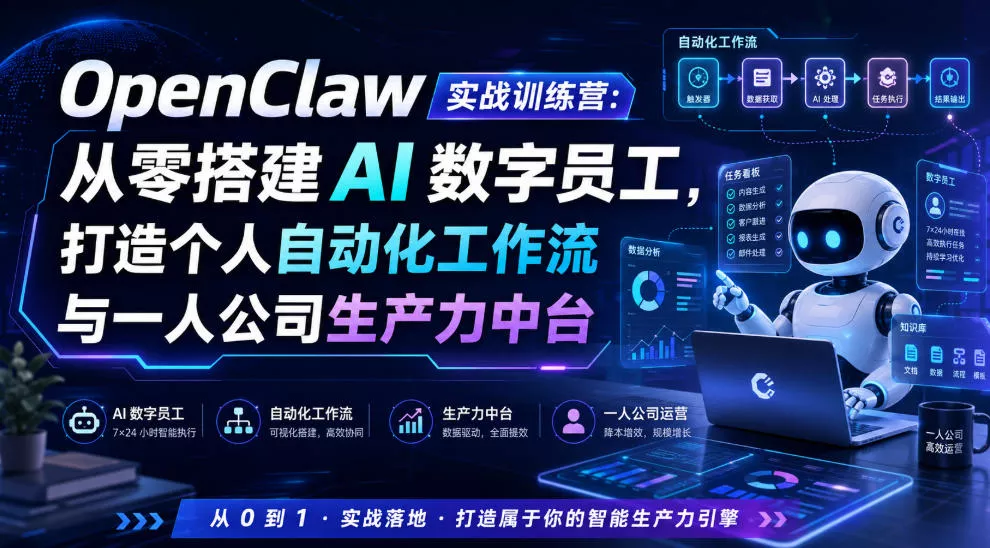 OpenClaw实战训练营：从零搭建AI数字员工，打造个人自动化工作流与一人公司生产力中台星享资源网星享资源网