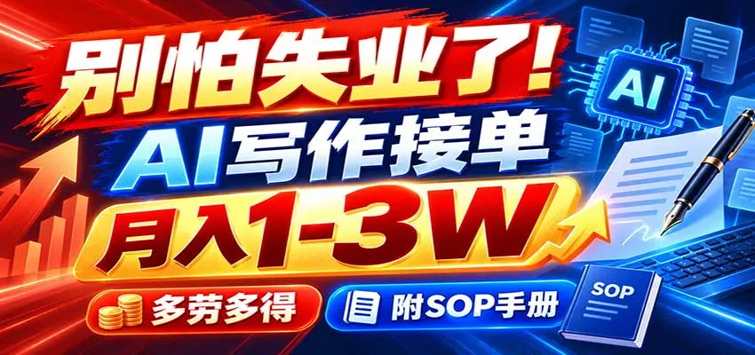 别怕失业了!AI写作接单月入1-3W,多劳多得,附SOP手册星享资源网星享资源网