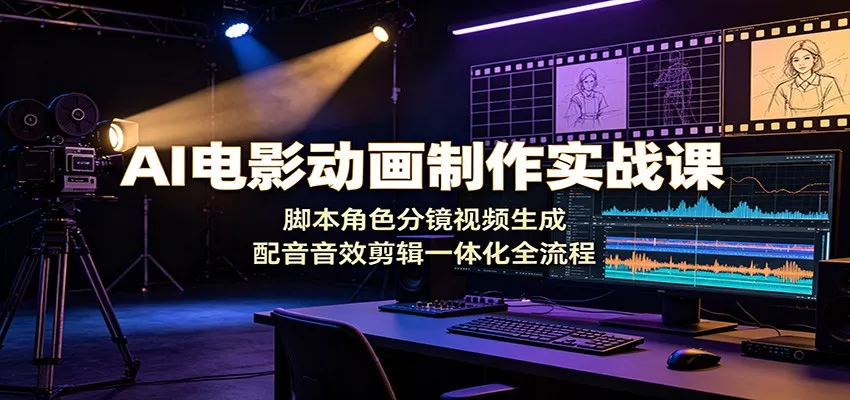 AI电影动画制作实战课：脚本角色分镜视频生成，配音音效剪辑一体化全流程-鱼见海资源网-免费PHP网站源码模板,插件软件网创AI智能体资源分享平台！