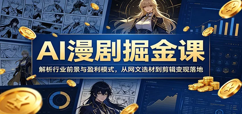 AI漫剧掘金课：解析行业前景与盈利模式，从网文选材到剪辑变现落地客创社区-专注互联网轻资产资源整合与分享客创社区-专注互联网轻资产资源整合与分享