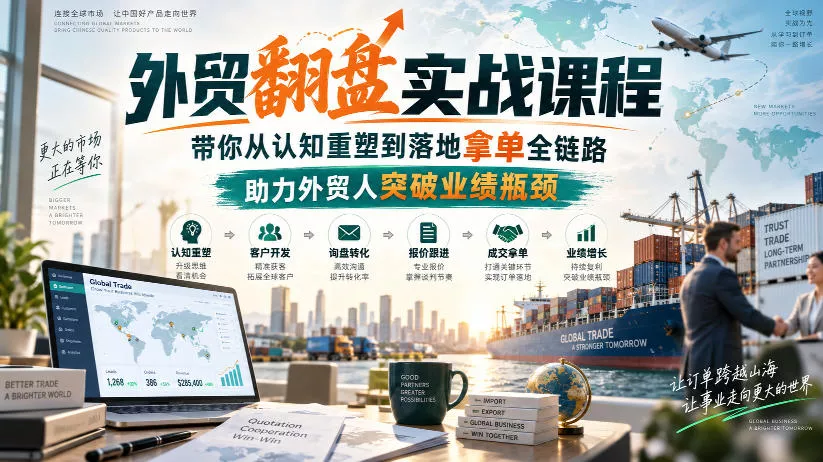 外贸翻盘实战课程，带你从认知重塑到落地拿单全链路，助力外贸人突破业绩瓶颈 《鱼见海科技》-鱼见海资源网-免费PHP网站源码模板,插件软件网创AI智能体资源分享平台！