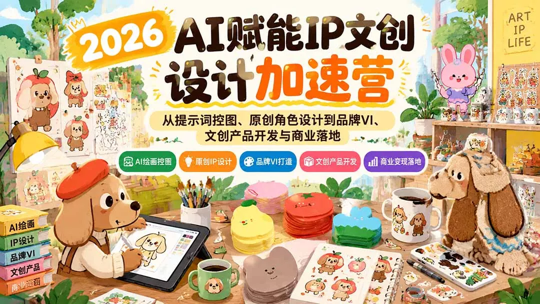 2026AI赋能IP文创设计加速营：从提示词控图、原创角色设计到品牌VI、文创产品开发与商业落地客创社区-专注互联网轻资产资源整合与分享客创社区-专注互联网轻资产资源整合与分享