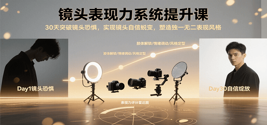 镜头表现力系统提升课，30天突破镜头恐惧实现自信蜕变，塑造独一无二表现风格-客创社 - 专注互联网轻资产创业及网络项目资源整合与分享客创社-免费且强大的项目分享网站！