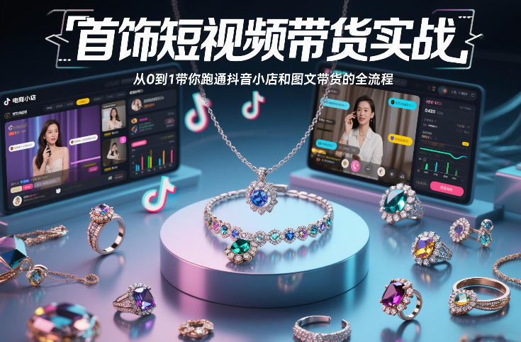首饰短视频带货实战，从0到1带你跑通抖音小店和图文带货的全流程客创社区-专注互联网轻资产资源整合与分享客创社区-专注互联网轻资产资源整合与分享