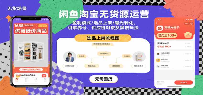 闲鱼淘宝无货源运营：盈利模式/选品上架/曝光转化，讲解养号、供应链对接及黑搜玩法-客创社 - 专注互联网轻资产创业及网络项目资源整合与分享客创社-免费且强大的项目分享网站！