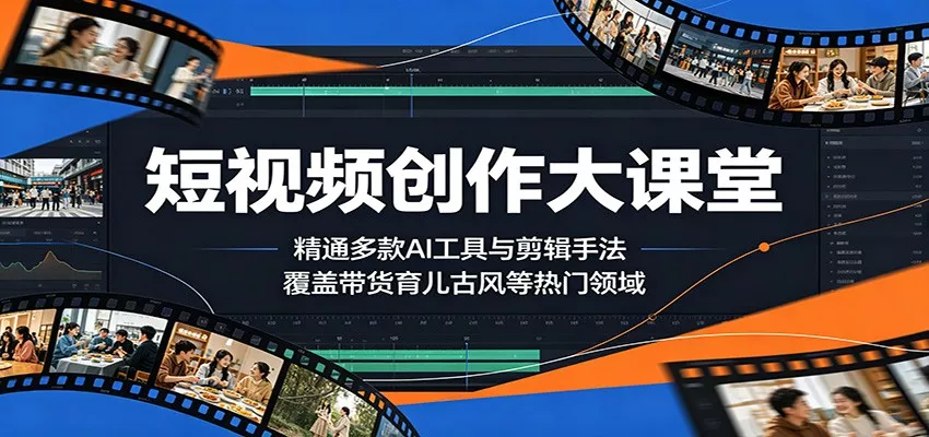 短视频创作大课堂：精通多款AI工具与剪辑手法，覆盖带货、育儿、古风等热门领域客创社区-专注互联网轻资产资源整合与分享客创社区-专注互联网轻资产资源整合与分享