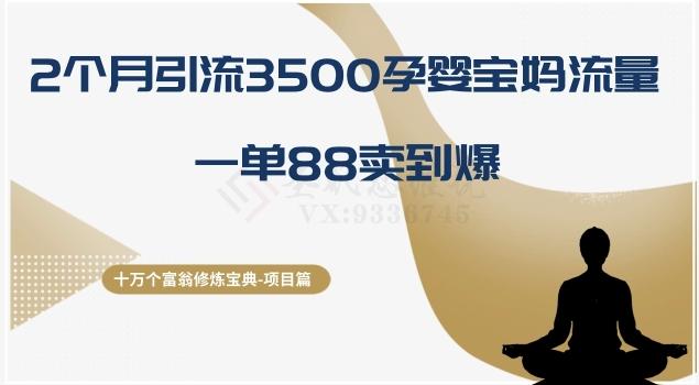 十万个富翁修炼宝典之13.2个月引流3500孕婴宝妈流量，一单88卖到爆客创社 - 专注互联网轻资产创业及网络项目资源整合与分享客创社 - 专注互联网轻资产创业及网络项目资源整合与分享