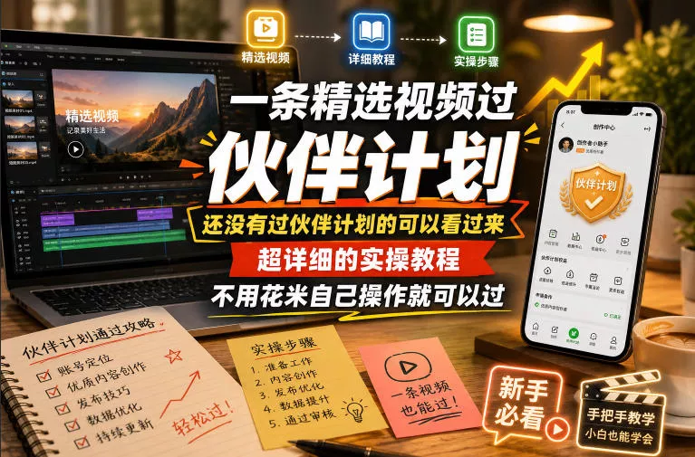 一条精选视频过伙伴计划，还没有过伙伴计划的可以看过来，超详细的实操教程，不用花米自己操作就可以过-鱼见海资源网-免费PHP网站源码模板,插件软件网创AI智能体资源分享平台！