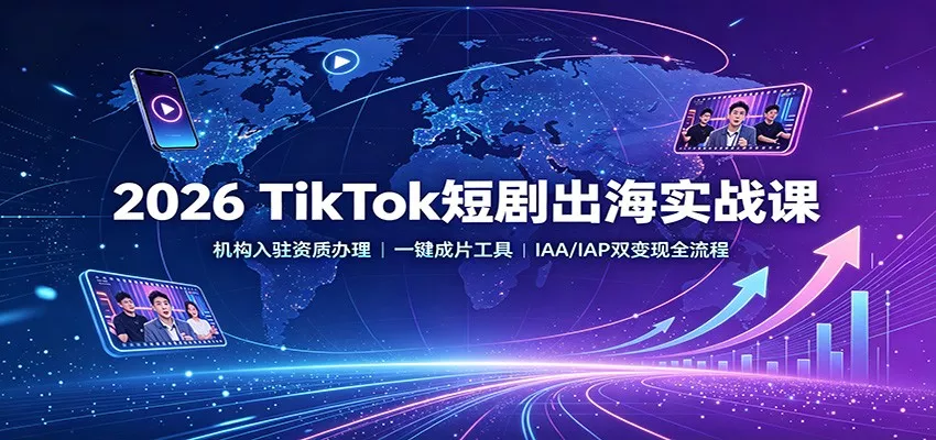 2026 TikTok短剧出海实战课：机构入驻资质办理，一键成片工具，IAA/IAP双变现全流程 《鱼见海科技》-鱼见海资源网-免费PHP网站源码模板,插件软件网创AI智能体资源分享平台！