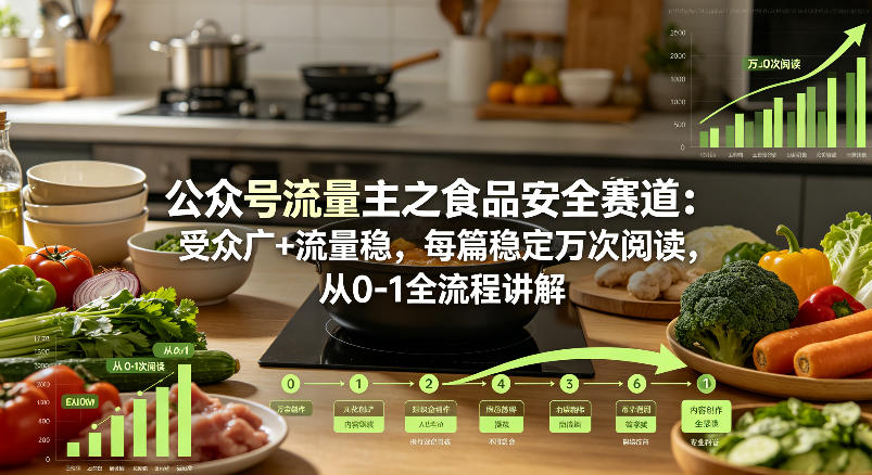 公众号流量主之食品安全赛道，受众广+流量稳，每篇作品稳定万次阅读，从0-1全流程讲解客创社区-专注互联网轻资产资源整合与分享客创社区-专注互联网轻资产资源整合与分享