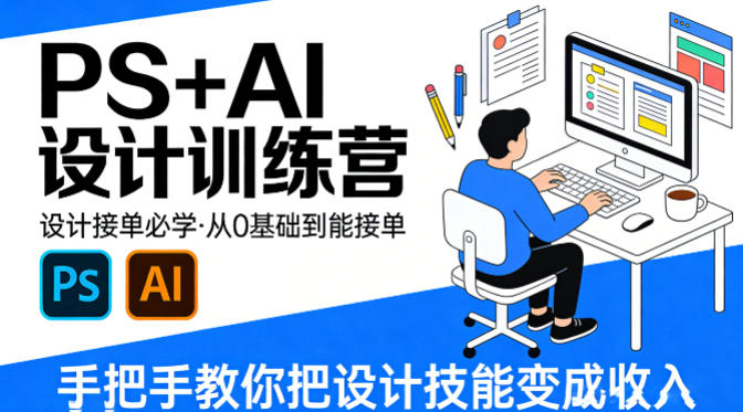 设计接单必学，PS+AI设计训练营，从0基础到能接单，手把手教你把设计技能变成收入客创社区-专注互联网轻资产资源整合与分享客创社区-专注互联网轻资产资源整合与分享