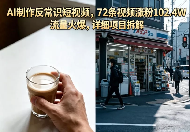 AI制作反常识短视频，72条视频涨粉102.4W，流量火爆，详细项目拆解客创社区-专注互联网轻资产资源整合与分享客创社区-专注互联网轻资产资源整合与分享