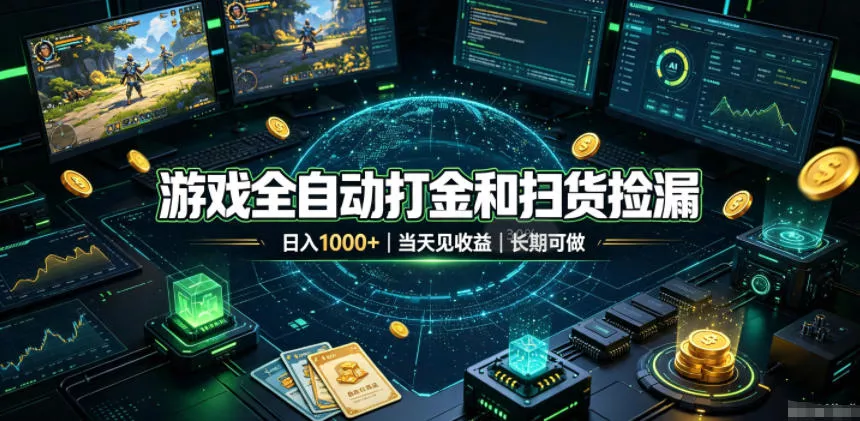 游戏全自动打金和扫货捡漏，日入1k+，当天见收益，长期可做！【揭秘】-鱼见海资源网-免费PHP网站源码模板,插件软件网创AI智能体资源分享平台！