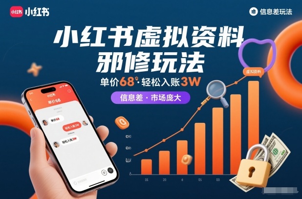 小红书虚拟资料邪修玩法，单价68，轻松入账3W，信息差玩法，市场庞大客创社区-专注互联网轻资产资源整合与分享客创社区-专注互联网轻资产资源整合与分享
