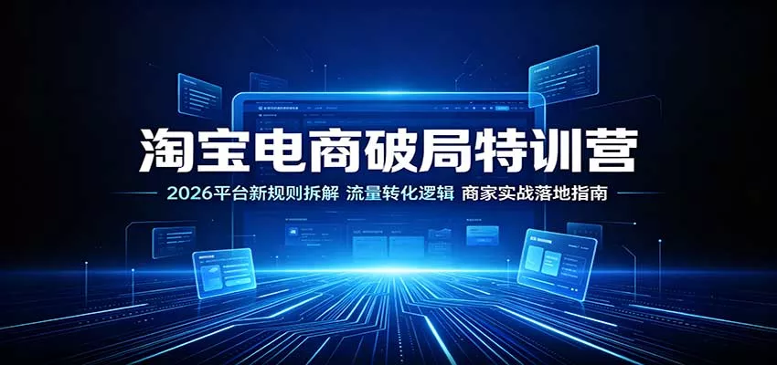 淘宝电商破局特训营：2026平台新规则拆解，流量转化逻辑，商家实战落地指南客创社区-专注互联网轻资产资源整合与分享客创社区-专注互联网轻资产资源整合与分享