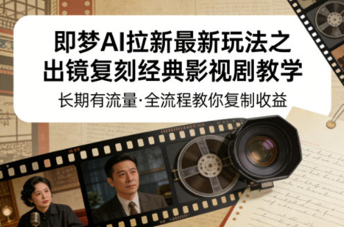 即梦AI拉新最新玩法之出镜复刻经典影视剧教学，长期有流量，全流程教你复制收益 《鱼见海科技》-鱼见海资源网-免费PHP网站源码模板,插件软件网创AI智能体资源分享平台！