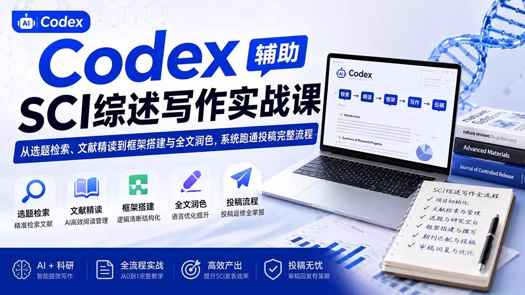 Codex辅助SCI综述写作实战课——从选题检索、文献精读到框架