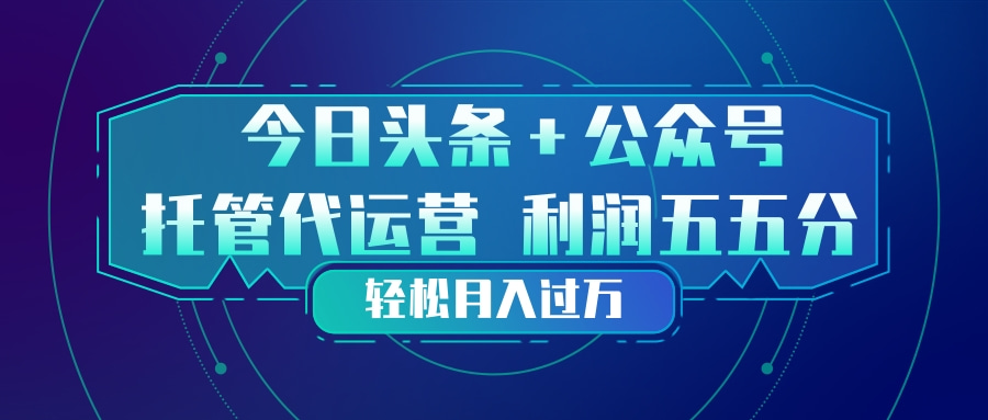 头条加公众号 托管代运营 利润分成模式 轻松月入过万-鱼见海资源网-免费PHP网站源码模板,插件软件网创AI智能体资源分享平台！