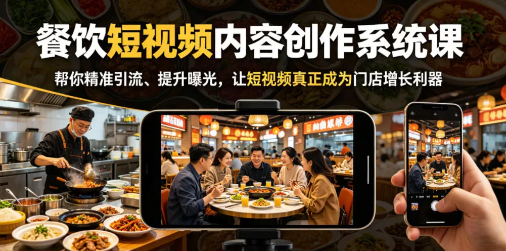 餐饮短视频内容创作系统课，帮你精准引流、提升曝光，让短视频真正成为门店增长利器客创社区-专注互联网轻资产资源整合与分享客创社区-专注互联网轻资产资源整合与分享