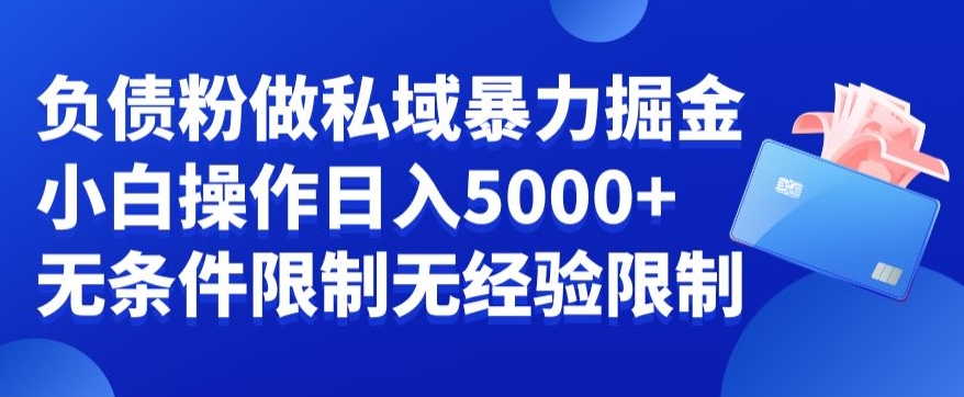 负债粉私域暴力掘金，小白操作入5000，无经验限制，无条件限制【揭秘】客创社 - 专注互联网轻资产创业及网络项目资源整合与分享客创社 - 专注互联网轻资产创业及网络项目资源整合与分享