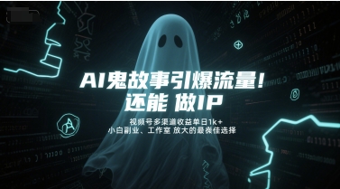 AI鬼故事引爆流量，还能做IP，视频号多渠道收益单日1k+，小白副业、工作室放大的最佳选择-客创社 - 专注互联网轻资产创业及网络项目资源整合与分享客创社-免费且强大的项目分享网站！
