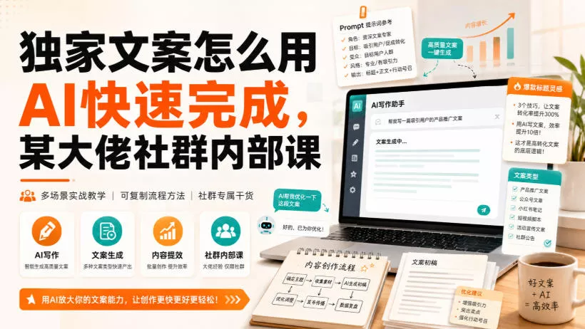 独家文案怎么用AI快速完成，某大佬社群内部课星享资源网星享资源网