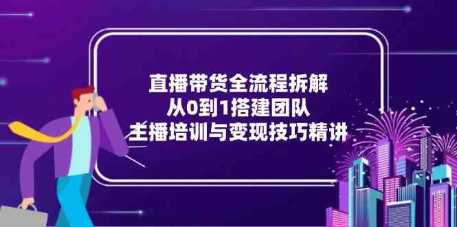 直播带货全流程拆解：从0到1搭建团队，主播培训与变现技巧精讲-客创社 - 专注互联网轻资产创业及网络项目资源整合与分享客创社-免费且强大的项目分享网站！