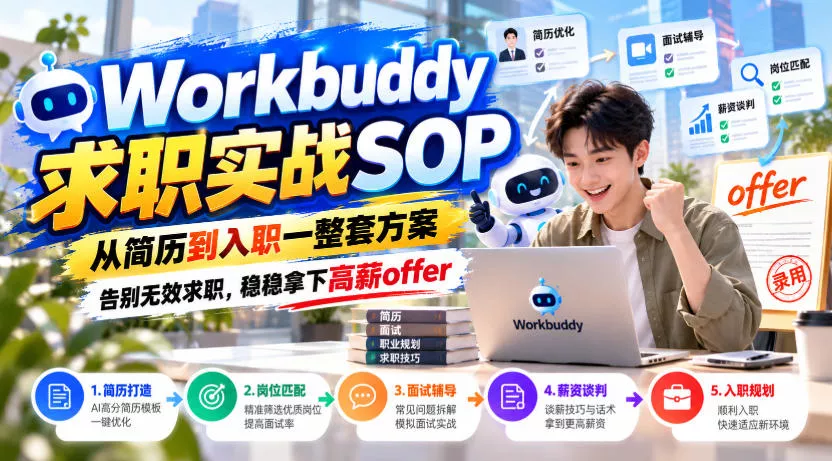 Workbuddy求职实战SOP，从简历到入职一整套方案，告别无效求职，稳稳拿下高薪offer 《鱼见海科技》-鱼见海资源网-免费PHP网站源码模板,插件软件网创AI智能体资源分享平台！