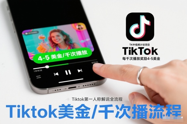 TK中视频计划项目，Tiktok第一人称解说流程，每干次播放奖励4-5美金客创社区-专注互联网轻资产资源整合与分享客创社区-专注互联网轻资产资源整合与分享