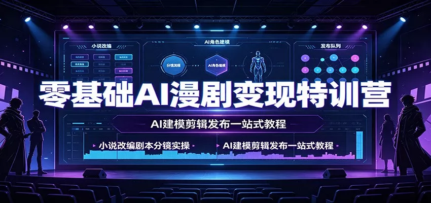 零基础AI漫剧变现特训营：小说改编剧本分镜实操，AI建模剪辑发布一站式教程 《鱼见海科技》-鱼见海资源网-免费PHP网站源码模板,插件软件网创AI智能体资源分享平台！
