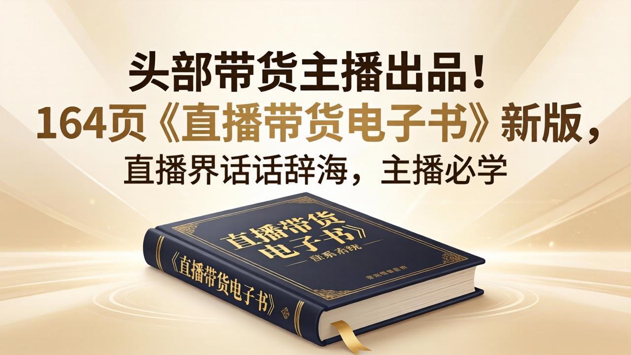 头部带货主播出品！164页《直播带货电子书》新版，直播界话术辞海，主播必学-鱼见海资源网-免费PHP网站源码模板,插件软件网创AI智能体资源分享平台！