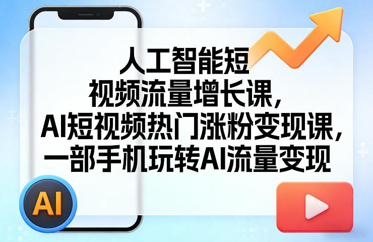 人工智能短视频流量增长课，AI短视频热门涨粉变现课，一部手机玩转AI流量变现客创社区-专注互联网轻资产资源整合与分享客创社区-专注互联网轻资产资源整合与分享